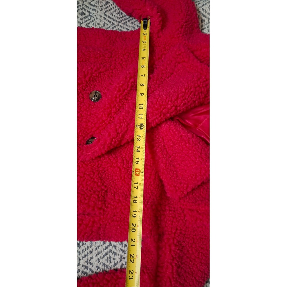 UGG Gertrude Short Teddy Faux Shearling Coat Jacket PINK Cerise Size XS - Picture 9 of 13